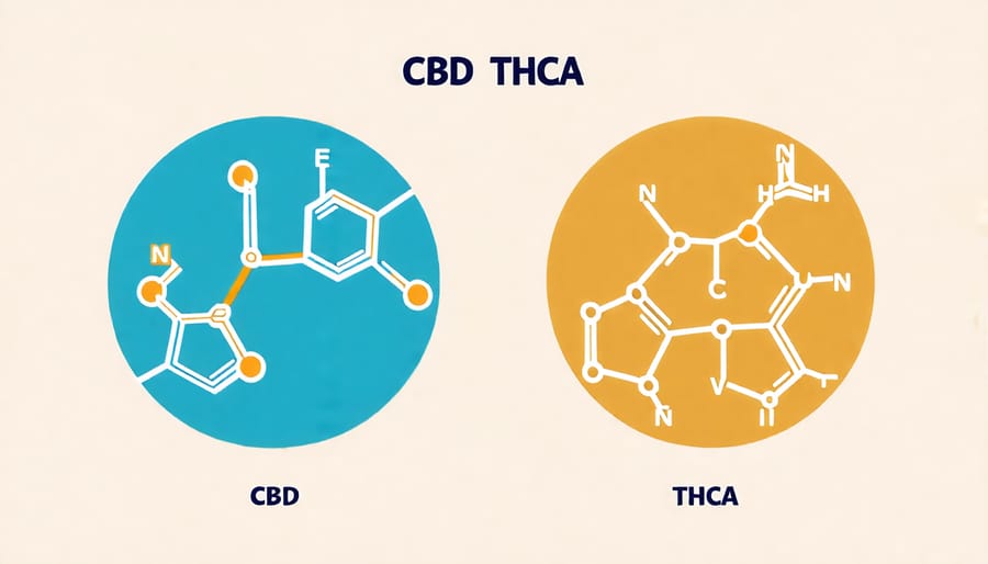 Visual comparison of CBD and THCA molecular structures